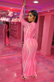 Autumn new style mesh perspective corrugated printing sexy dress Q21Y963