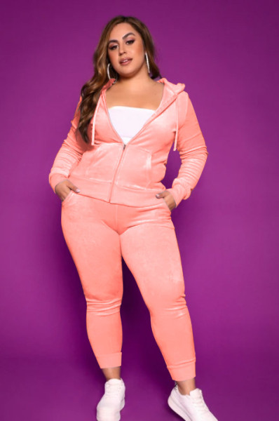 Plus size women's clothing autumn and winter new solid color Korean velvet casual two-piece suit J21S6092