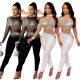 Autumn and winter sexy one-shoulder color diamond perspective hot diamond jumpsuit Q21Y966
