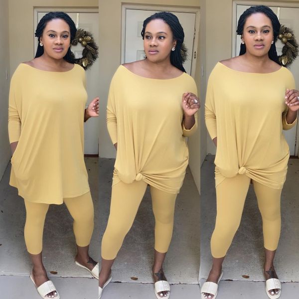 Women's autumn fashion casual sexy solid color loose suit two-piece suit OM1588