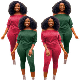 Women's solid color oblique shoulder fashion sexy casual jumpsuit OM1608