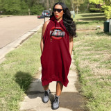 Loose plus size big swing skirt fashion sexy dress H1698