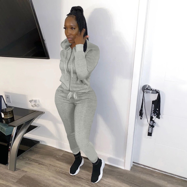 Fashion casual sports solid color suit two-piece suit YM216