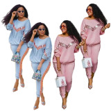 Women's new product autumn and winter models pure color sequins silver dot two-piece set OM2014