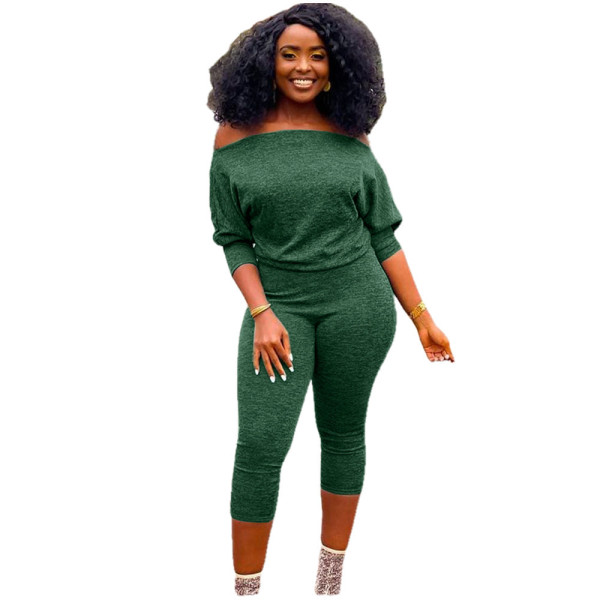 Women's solid color oblique shoulder fashion sexy casual jumpsuit OM1608