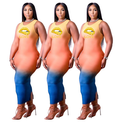 Explosive styles, summer new styles, gradient color plus size women's clothing, fashion sexy dresses H1703