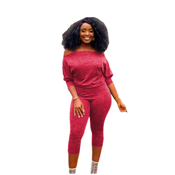 Women's solid color oblique shoulder fashion sexy casual jumpsuit OM1608