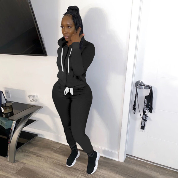 Fashion casual sports solid color suit two-piece suit YM216