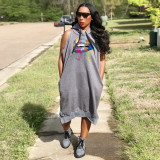 2021 new style loose big size big swing skirt fashionable sexy dress H1699