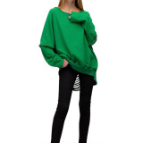 Autumn and winter solid color ripped holes and burnt flowers sexy sweater plus size women's clothing H1697