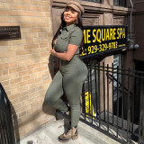 Workwear waist waist jumpsuit with buttons + six pockets YM211
