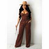 New women's camisole three-dimensional wide-leg suit with drawstring CY1345