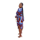 Sexy printed two-piece slim bag hip skirt US10016