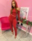 Sexy strappy split pleated trousers hooded suit L21907