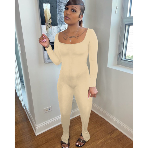 Halter neck jumpsuit trousers solid color high stretch fabric sports pants yoga pants W8239
