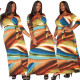 Printed autumn and winter V-neck fashion plus size women's dress Y81340 