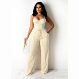 New women's camisole three-dimensional wide-leg suit with drawstring CY1345