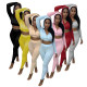 2021 autumn and winter hot style knitted hoodie solid color two-piece sweater EQ229