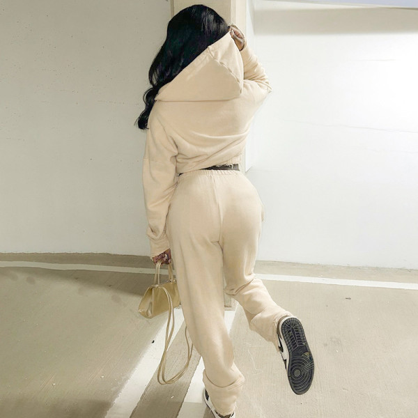 Autumn and winter women's new sexy cropped umbilical waist short sweater casual trouser suit women K21S07451