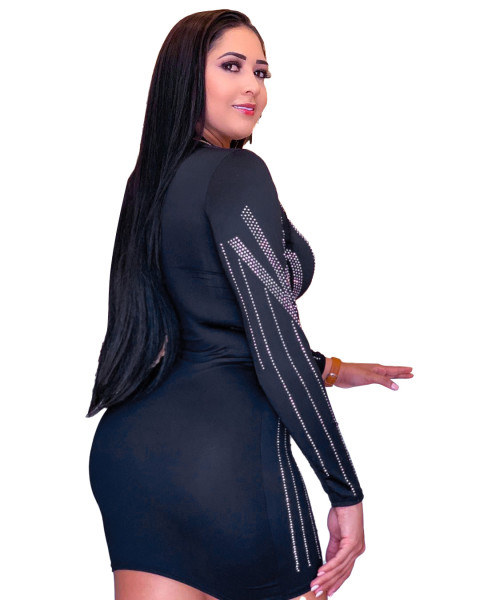 Women's dress, hot diamond, perspective, slim dress VK2206