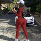 Letter Embroidered Long Sleeve Trousers Turtleneck Set Solid Color Hole Strip Two-piece Set W8242