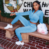 Women's Korean Fleece Hooded Jacket Slim Pants Two-Piece Women's Retro Suit W8244
