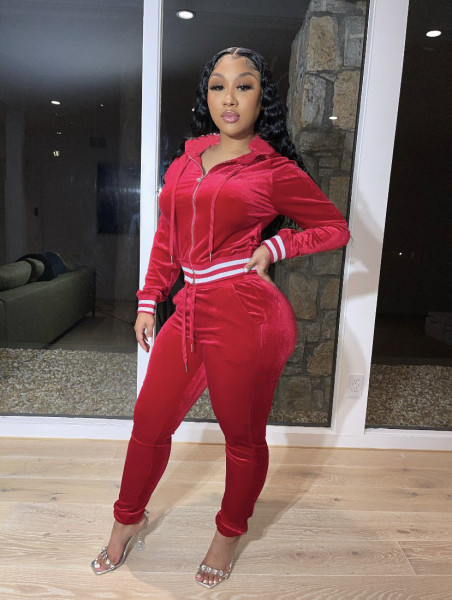 Women's thick Korean velvet hooded casual sports suit L271