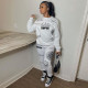 2021 autumn women's casual printed long-sleeved sports two-piece suit M20774