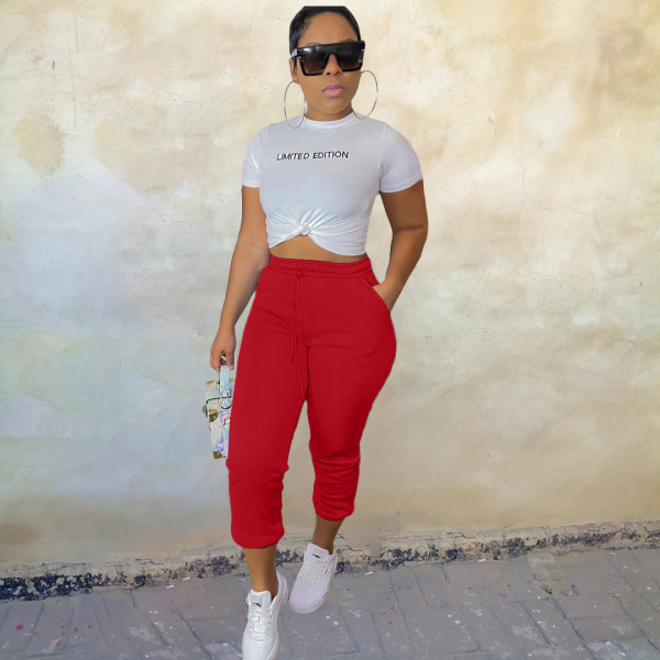 Women's padded sweater fabric, sports and leisure drawstring leggings pants BN205