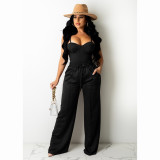 New women's camisole three-dimensional wide-leg suit with drawstring CY1345