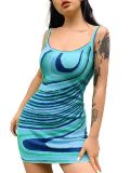 Sexy 2021 summer fashion new women's sexy irregular water ripple printing sling bag hip skirt OYW73714