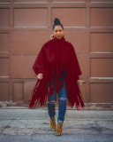 Fashion solid color long-sleeved fringed top VK2210