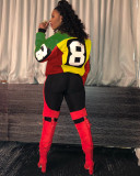 Women's Multicolor Colorblock Zip Lapel Jacket Jacket MN8330