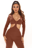 V-neck sexy hollow pit jumpsuit YT3291