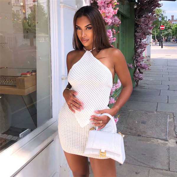 2021 Fall Women's New Style Halter Halter Vest, High Waist Bag, Knitted Skirt Set W21S05700