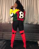 Women's Multicolor Colorblock Zip Lapel Jacket Jacket MN8330