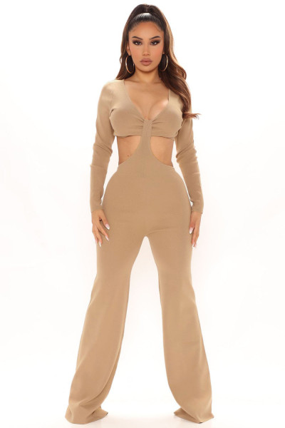 V-neck sexy hollow pit jumpsuit YT3291