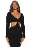 V-neck sexy hollow pit jumpsuit YT3291