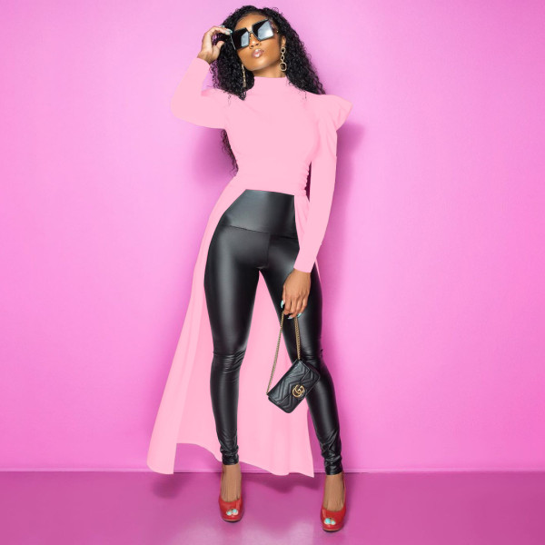Women's fashion casual solid color round neck pleated personality nightclub style loose long-sleeved sweater SM9202