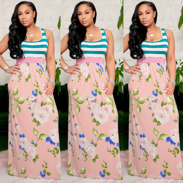 Sexy Vest Side Zipper Dress Fashion Printed Nightclub Wear FX180 