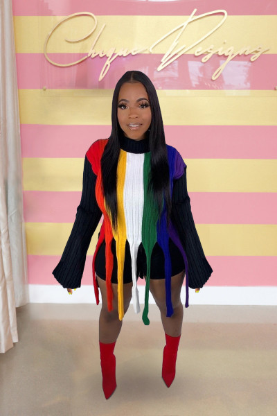 Classic colorful striped sweater M1145