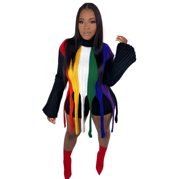 Classic colorful striped sweater M1145