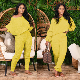 Two-piece winter solid color bat sleeve sweater M1125