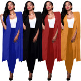 Fashionable women's clothing personality solid color long large cloak suit two-piece suit TK6198