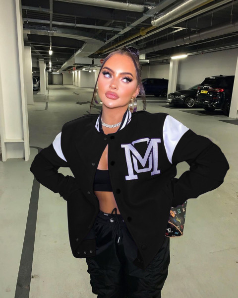 Sexy women's solid color stitching letter offset printing baseball uniform jacket CQ138