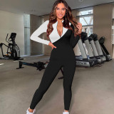 Sexy color block bodysuit HY5241