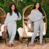 Two-piece winter solid color bat sleeve sweater M1125