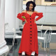 Women's Fashion Sexy Casual Ruffled Swing Dress Loose Long Sleeve Long Strap Dress SM9205