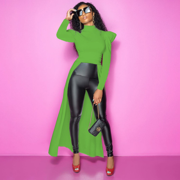 Women's fashion casual solid color round neck pleated personality nightclub style loose long-sleeved sweater SM9202