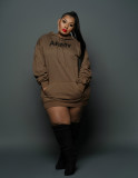 New style plus size women's sweater fabric ladies plus size fashion hooded sweater dress Y81341